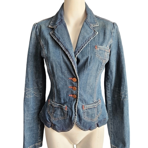 Calvin Klein Jean Jacket Embroidery Medium Wash Size Small - Picture 1 of 11